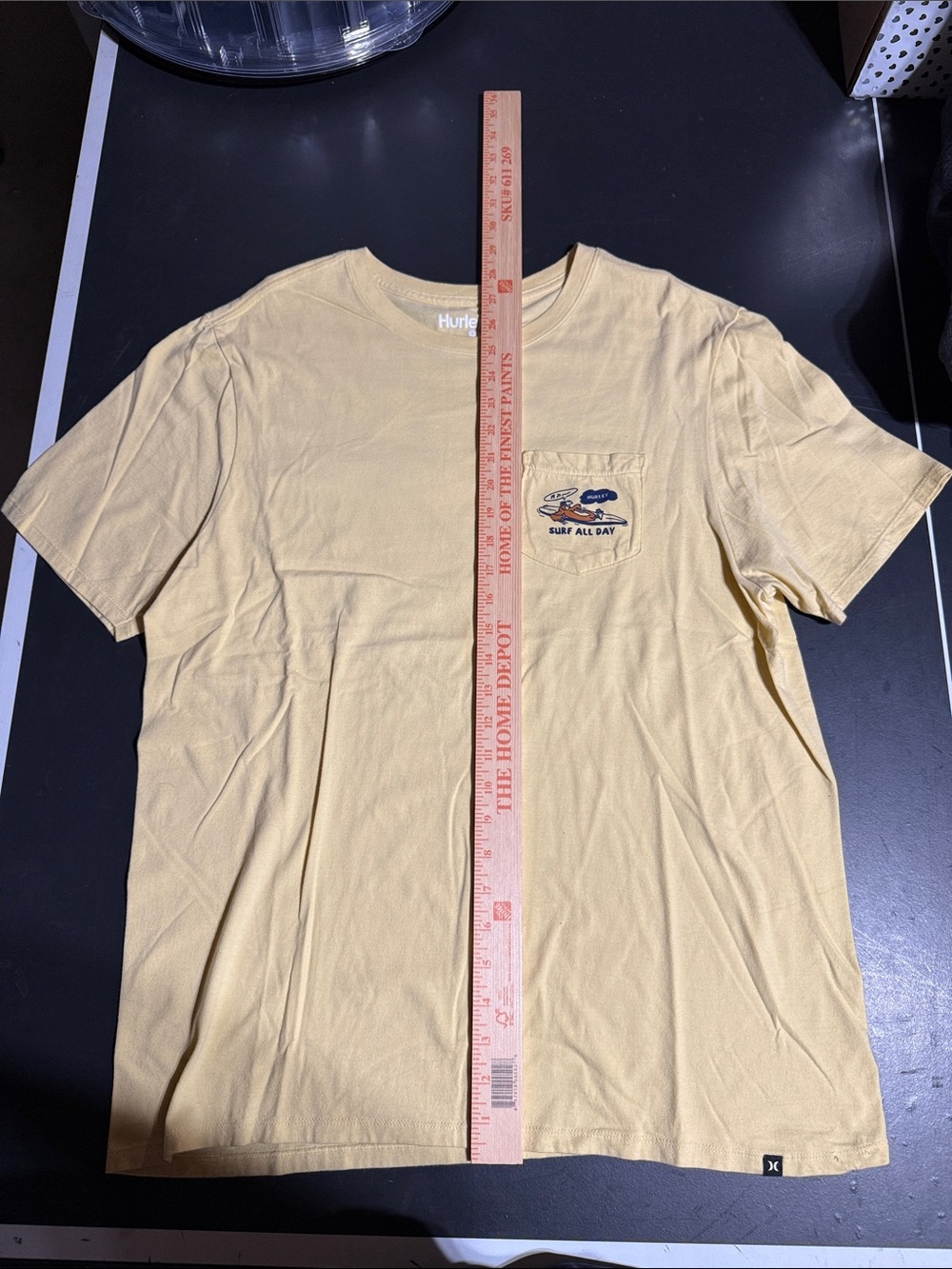 Hurley Light Yellow Pocket Tee with Surf Patch